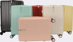 TOP AA Reis Kofferset - Trolleyset 3-delig Met TSA Slot Aluminum Frame, Kleine Cabine En Groot, ABS Luggage, (20+24+28 Inches 3 Pc Set), Roze/pink -Koffer Winkel 1200x689