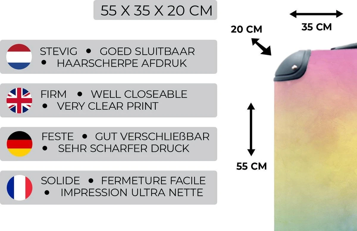 Koffer - Meisje - Regenboog - Trap - Wolken - Kinderen - Koffer Meisje - 35x55x20 Cm - Handbagage - Trolley - Reiskoffer 5 Koffer - Meisje - Regenboog - Trap - Wolken - Kinderen - Koffer Meisje - 35x55x20 Cm - Handbagage - Trolley - Reiskoffer - Afbeelding 3