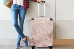 MuchoWow® Koffer - Marmer - Roze - Luxe - Marmerlook - Glitter - Design - Past Binnen 55x40x20 Cm En 55x35x25 Cm - Handbagage - Trolley - Fotokoffer - Cabin Size - Print -Koffer Winkel 1200x800 13
