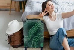 MuchoWow® Koffer - Marmer - Groen - Lijn - Past Binnen 55x40x20 Cm En 55x35x25 Cm - Handbagage - Trolley - Fotokoffer - Cabin Size - Print -Koffer Winkel 1200x800 62