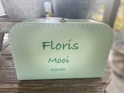 Merkloos Koffertje Karton Groen Maat L Met Eigen Opdruk - Met Naam -Koffer Winkel 1200x899