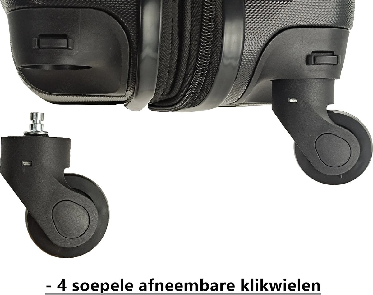 SB Travelbags Handbagage Koffer 51cm 4 Wielen Trolley - Zwart 8 SB Travelbags Handbagage Koffer 51cm 4 Wielen Trolley - Zwart - Afbeelding 6