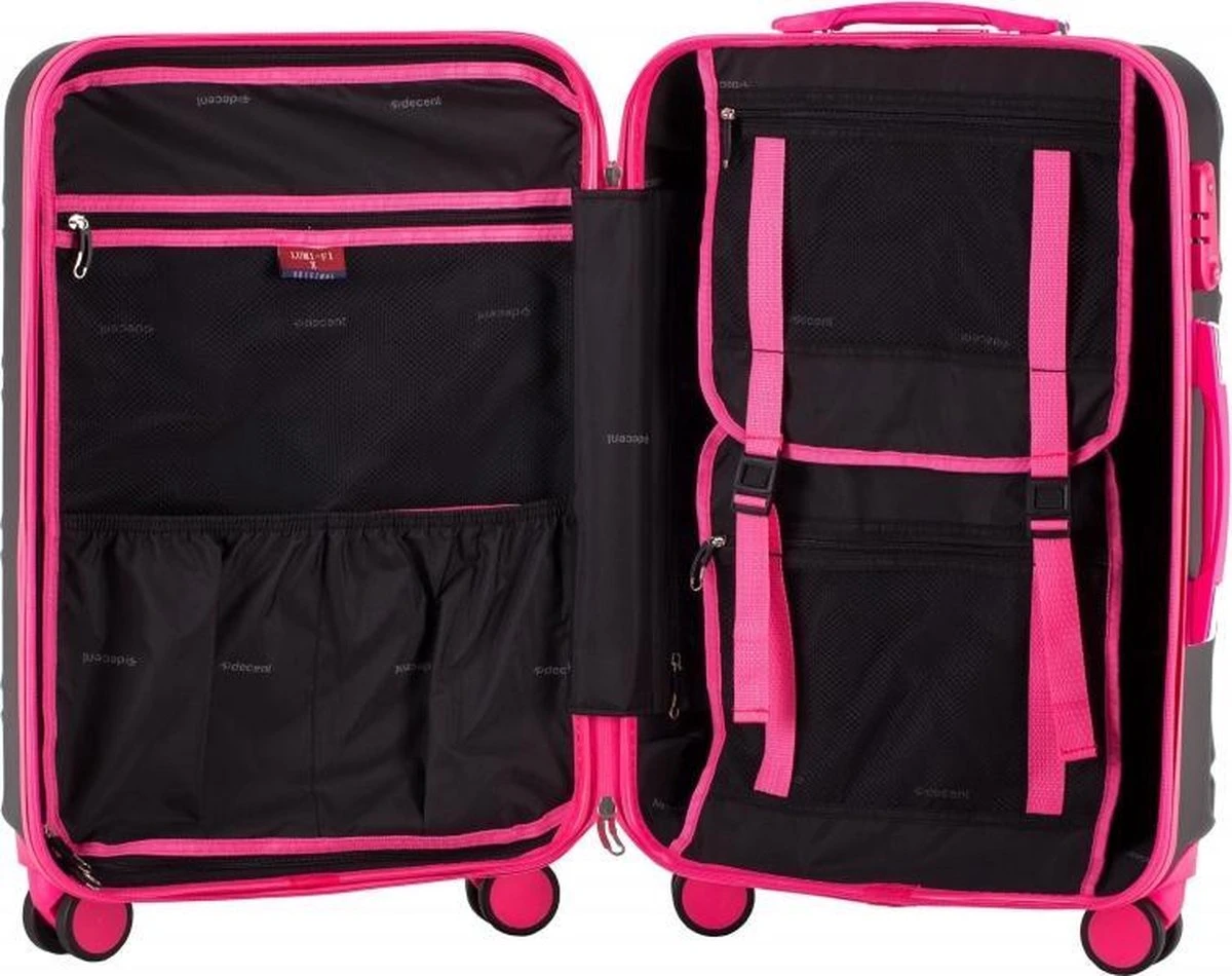 Decent Lumi Fix Handbagage Koffer - 55 Cm - Black/Pink 5 Decent Lumi Fix Handbagage Koffer - 55 Cm - Black/Pink - Afbeelding 3