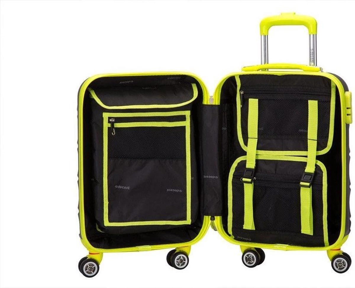 Decent Lumi Fix Handbagage Koffer - 55 Cm - Black/Lemon 4 Decent Lumi Fix Handbagage Koffer - 55 Cm - Black/Lemon - Afbeelding 2