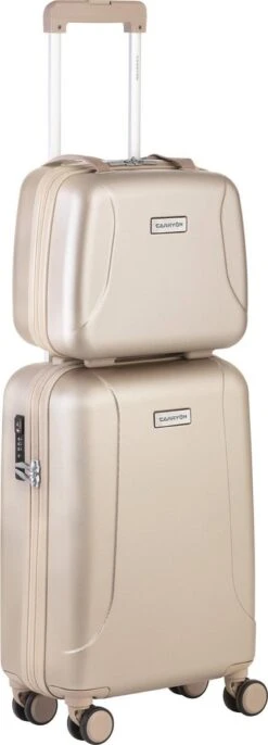 CarryOn Skyhopper Handbagage En Beautycase - 55cm TSA Trolley En Make-up Koffer - Champagne