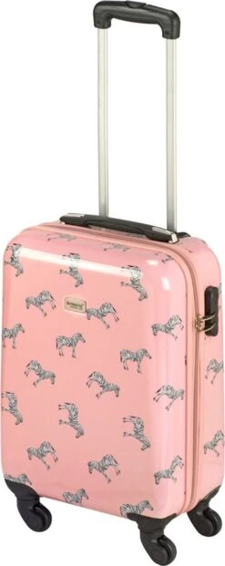 Princess Traveller Trendy Animal Collection - Handbagage Koffer - Zebra - Roze - 56cm -Koffer Winkel 477x1200 3
