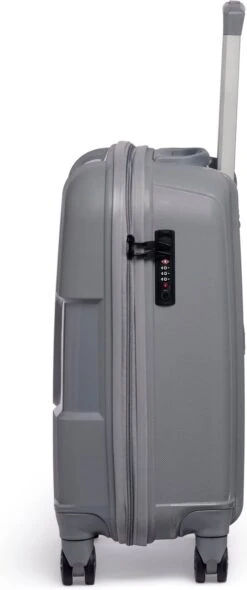 ©TROLLEYZ - Venice No.10 - Trolley - 55cm Met TSA Slot - Dubbele Wielen - 360° Spinners - 100% Polypropyleen - Handbagage Koffer In Silver Stone -Koffer Winkel 502x1200