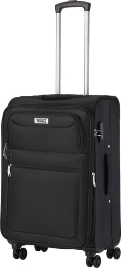 Travelz Softspinner TSA Reiskoffer 67cm - Zachte Reiskoffer Met Expander - Zwart