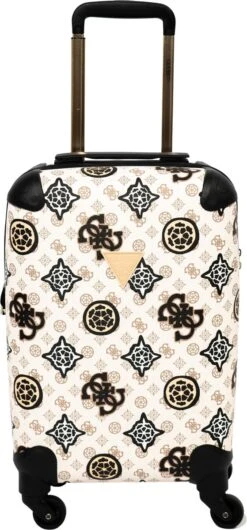 Guess House Party 18 In 4 Wheeler Dames Reiskoffer - Cream Multi Logo -Koffer Winkel 559x1200 4