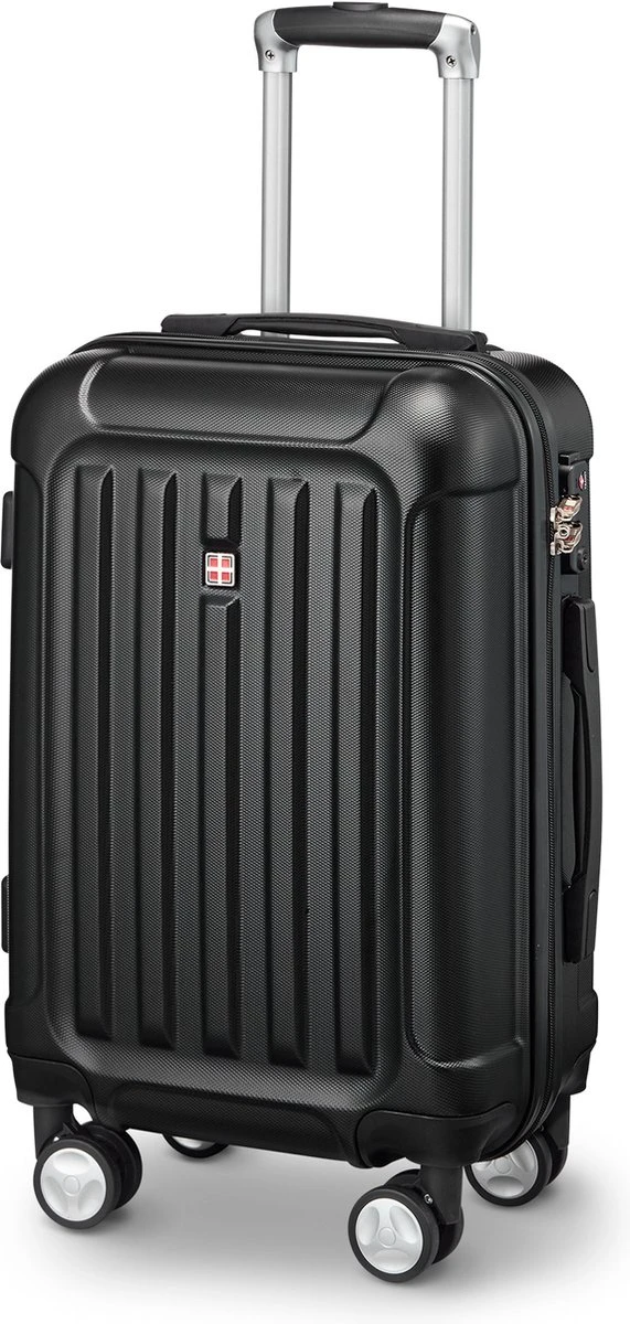 Swiss Alps - Handbagage Koffer - 55x35x22 Cm - 4 Wielen - Zwart 3 Swiss Alps - Handbagage Koffer - 55x35x22 Cm - 4 Wielen - Zwart