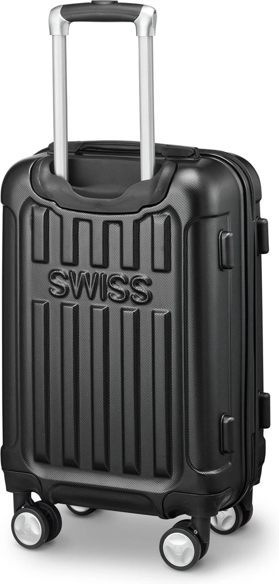 Swiss Alps - Handbagage Koffer - 55x35x22 Cm - 4 Wielen - Zwart 4 Swiss Alps - Handbagage Koffer - 55x35x22 Cm - 4 Wielen - Zwart - Afbeelding 2