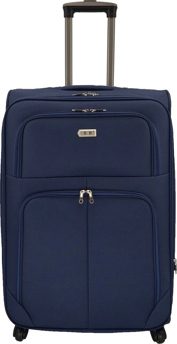 SB Travelbags Bagage Stoffen Koffer 75cm 4 Wielen Trolley - Blauw 3 SB Travelbags Bagage Stoffen Koffer 75cm 4 Wielen Trolley - Blauw