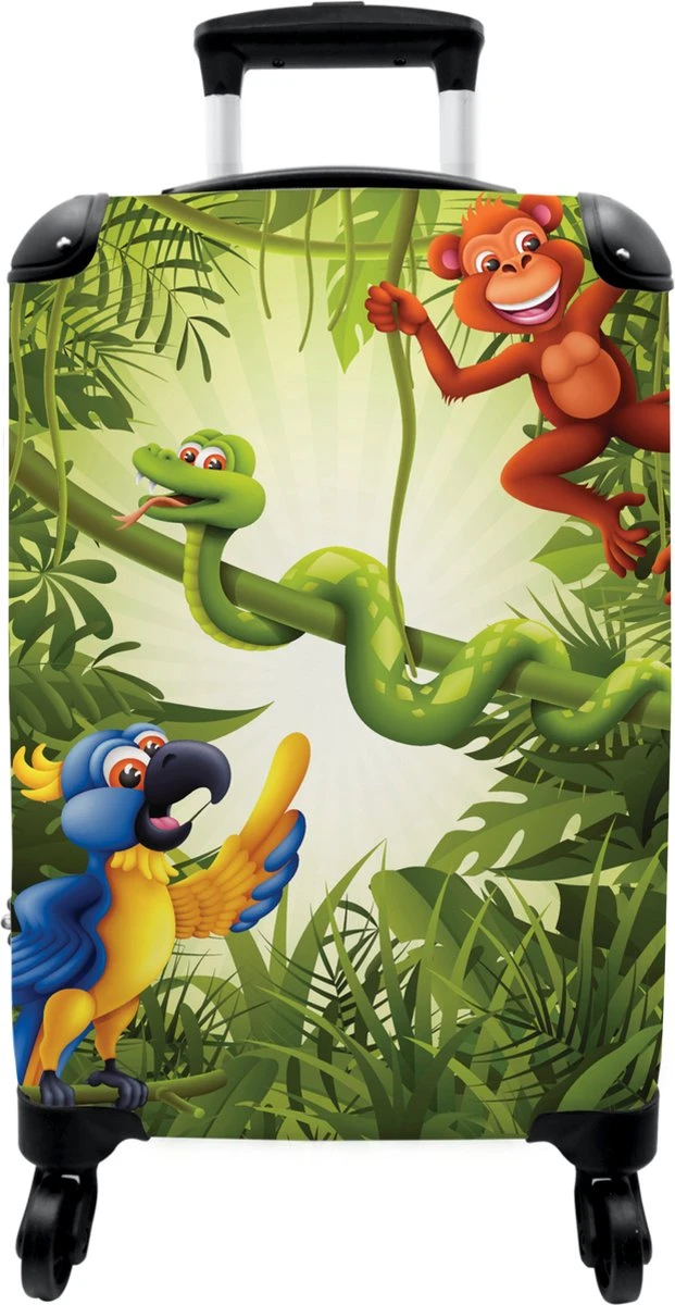 NoBoringSuitcases.com® Koffer - Jungle - Dieren - Groen - Kinderen - Past Binnen 55x40x20 Cm En 55x35x25 Cm - Handbagage - Trolley - Fotokoffer - Cabin Size - Print 12 NoBoringSuitcases.com® Koffer - Jungle - Dieren - Groen - Kinderen - Past Binnen 55x40x20 Cm En 55x35x25 Cm - Handbagage - Trolley - Fotokoffer - Cabin Size - Print - Afbeelding 10