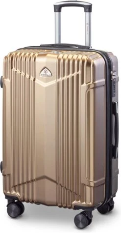 Tesla PC - Reiskoffer - 65 Cm - 4 Wielen - Goud