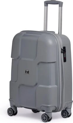 ©TROLLEYZ - Venice No.10 - Trolley - 55cm Met TSA Slot - Dubbele Wielen - 360° Spinners - 100% Polypropyleen - Handbagage Koffer In Silver Stone -Koffer Winkel 708x1200