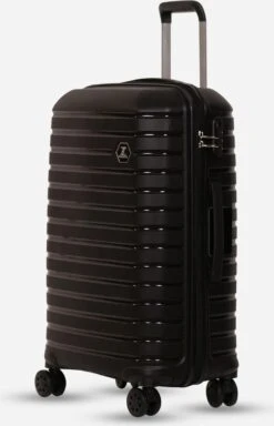 ©TROLLEYZ - Berlin No.11 - Reiskoffer 69cm Met Cijferslot - Dubbele Wielen - 360° Spinners - 100% Polypropyleen- Reiskoffer In Night Black