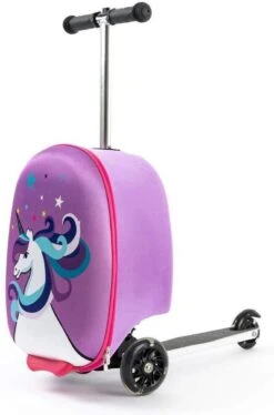 Kinderstep | Reiskoffer Met Wielen - FDBW - Koffer Kinderen | Paarse Eenhoorn | Step Met 3 Wielen - Bouncy Box 50 Kilo 40x20x25 Cm + Nekkussen Vliegtuig -Koffer Winkel 792x1200 5