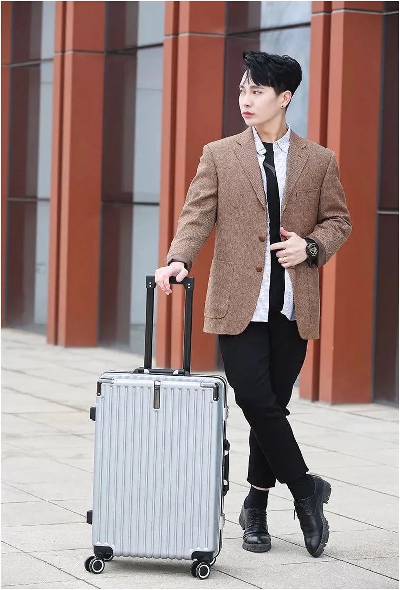 Design Handbagage Reiskoffer 20'', 50.8 Cm Cabinbag, Spinner , Aluminium Magnesium Alloy Frame Koffer, (LIGHT GRIJS) 9 Design Handbagage Reiskoffer 20'', 50.8 Cm Cabinbag, Spinner , Aluminium Magnesium Alloy Frame Koffer, (LIGHT GRIJS) - Afbeelding 7