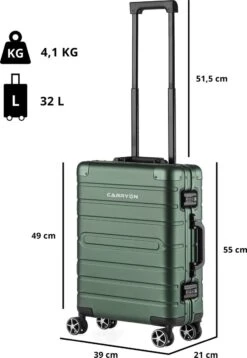 CarryOn ULD Handbagage - Luxe Aluminium Trolley 55cm - Dubbel TSA Slot - Dubbele Wielen - Groen -Koffer Winkel 828x1200 2