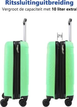 CabinMax Velocity Handbagage Koffer - Uitbreidbaar Trolley 44L - Harde Reiskoffer - 55x40x20/25 Cm - Lichtgewicht - Groot Capaciteit - Mint Groen -Koffer Winkel 863x1200 2