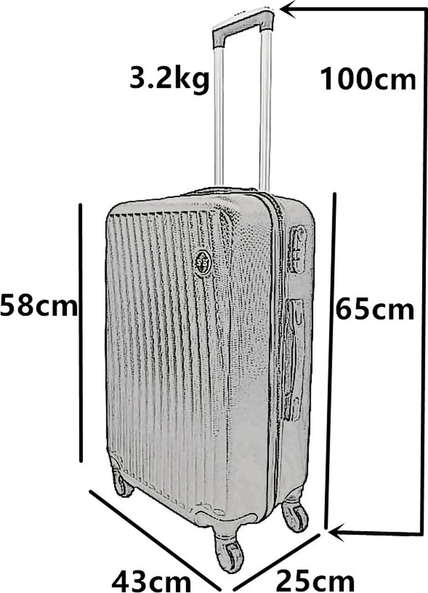 SB Travelbags Bagage Koffer 65cm 4 Wielen Trolley - Zwart 9 SB Travelbags Bagage Koffer 65cm 4 Wielen Trolley - Zwart - Afbeelding 7