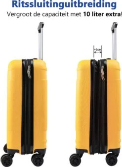 CabinMax Velocity Handbagage Koffer - Uitbreidbaar Trolley 44L - Harde Reiskoffer - 55x40x20/25 Cm - Lichtgewicht - Groot Capaciteit - Geel -Koffer Winkel 880x1200 1