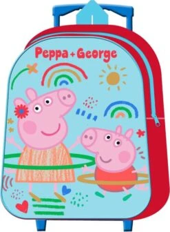 PEPPA PIG & George Trolley Koffertje Voor Vakantie / Logeren Reistas Met Wieltjes