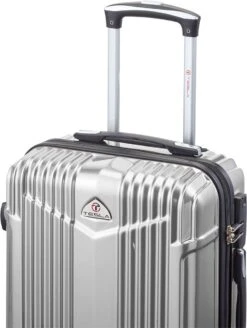 Tesla PC - Handbagage Koffer - 55x35x20 Cm - 4 Wielen - Zilver -Koffer Winkel 905x1200