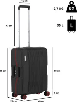 CarryOn Protector Luxe Handbagage Koffer - Trolley 55cm Met TSA-slot En Clipsluiting - Zwart -Koffer Winkel 906x1200 5