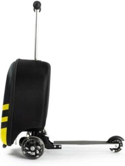 Rolkoffer Trolley Voor Kinderen | Geel | Trolley | Tas Kind | Bagagekoffer | Step Jongen | Vliegtuig Nekkussen | Step Met 3 Wielen | FDBW | Koffer Handbagage - 50 Kilo - Bouncy Box 40x20x25 Cm + Nekkussen Vliegtuig -Koffer Winkel 907x1200 2