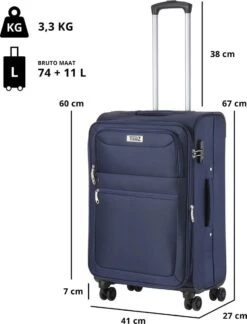 TravelZ Softspinner TSA Kofferset - 3-delige Zachte Trolleyset - Dubbele Wielen En Voorvakken Blauw 18 TravelZ Softspinner TSA Kofferset - 3-delige Zachte Trolleyset - Dubbele Wielen En Voorvakken Blauw -Koffer Winkel 914x1200 5
