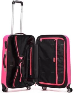 Decent Handbagage Koffer / Trolley / Reiskoffer - 50 Cm - 32 Liter - ABS - Neon-Fix - Roze -Koffer Winkel 941x1200