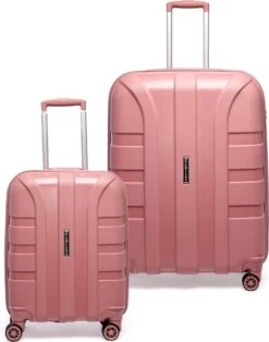 ©TROLLEYZ - Paris No.5 - Kofferset 2 Delig - 55+78cm Met TSA Slot - Dubbele Wielen - 360° Spinners - 100% Polypropyleen - Reiskoffers In Rose Blush -Koffer Winkel 945x1200 4