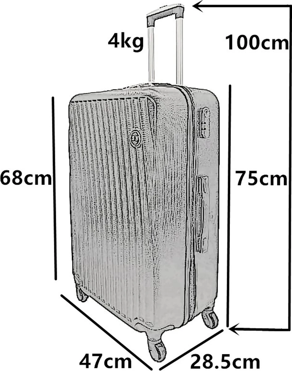 SB Travelbags Bagage Koffer 75cm 4 Wielen Trolley - Champagne 7 SB Travelbags Bagage Koffer 75cm 4 Wielen Trolley - Champagne - Afbeelding 5