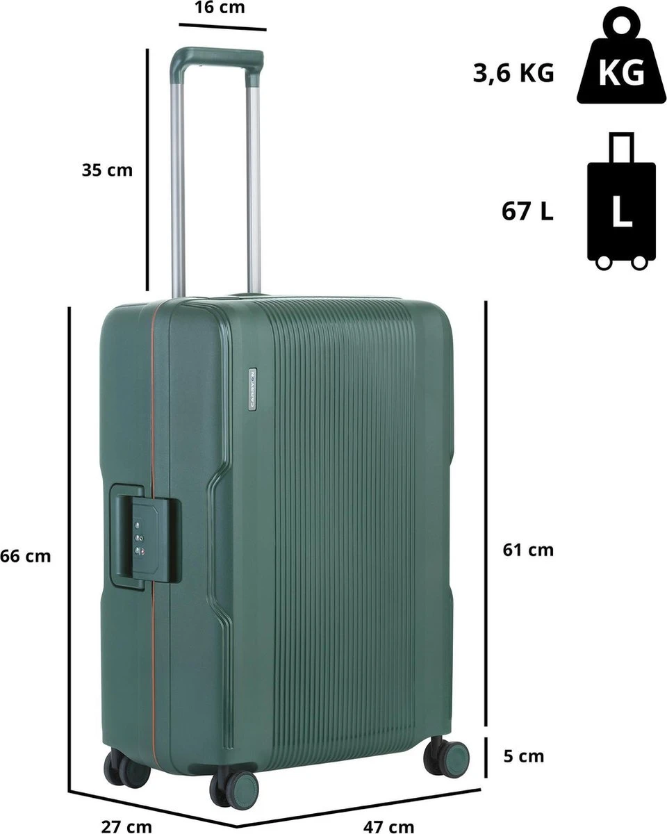 CarryOn Protector Luxe Reiskoffer - Trolley 66cm Met TSA-klikslot En OKOBAN - Ultrasterk - Groen 4 CarryOn Protector Luxe Reiskoffer - Trolley 66cm Met TSA-klikslot En OKOBAN - Ultrasterk - Groen - Afbeelding 2