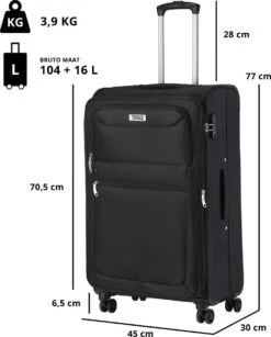 TravelZ Softspinner TSA Kofferset - 3-delige Zachte Trolleyset - Dubbele Wielen En Voorvakken Zwart 18 TravelZ Softspinner TSA Kofferset - 3-delige Zachte Trolleyset - Dubbele Wielen En Voorvakken Zwart -Koffer Winkel 965x1200 3