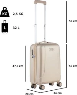 CarryOn Skyhopper Handbagage En Beautycase - 55cm TSA Trolley En Make-up Koffer - Champagne -Koffer Winkel 966x1200 1