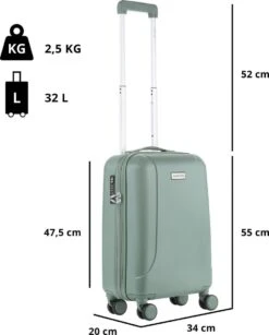 CarryOn Skyhopper Handbagage En Beautycase - 55cm TSA Trolley En Make-up Koffer - Olijf -Koffer Winkel 966x1200