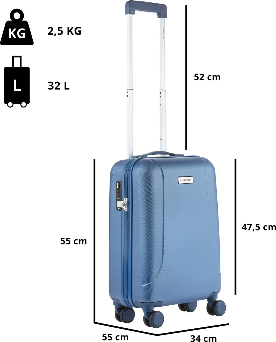CarryOn Skyhopper Handbagage Koffer 55cm – TSA-slot – Okoban Registratie – Blauw 9 CarryOn Skyhopper Handbagage Koffer 55cm – TSA-slot – Okoban Registratie – Blauw - Afbeelding 7
