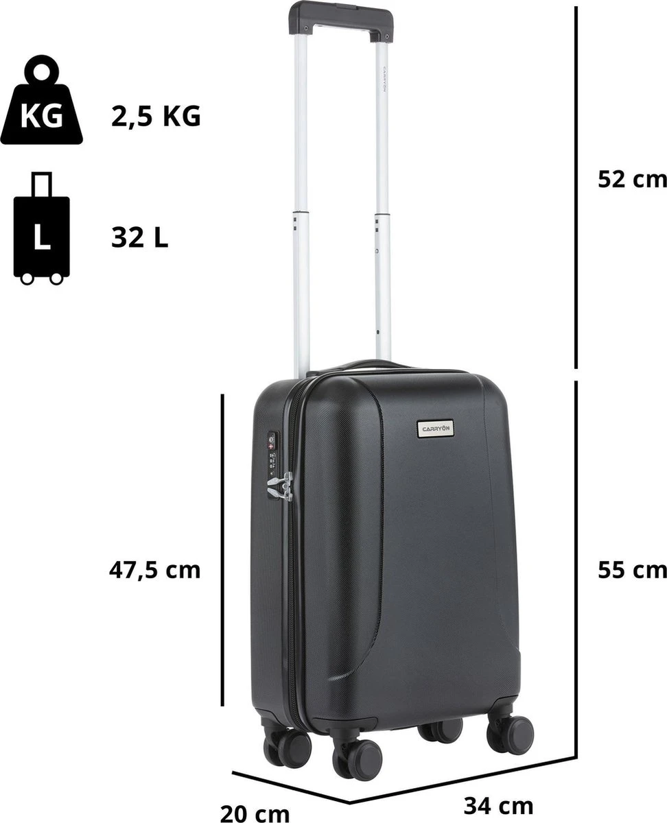 CarryOn Skyhopper Handbagage En Beautycase - 55cm TSA Trolley En Make-up Koffer - Zwart 9 CarryOn Skyhopper Handbagage En Beautycase - 55cm TSA Trolley En Make-up Koffer - Zwart - Afbeelding 7