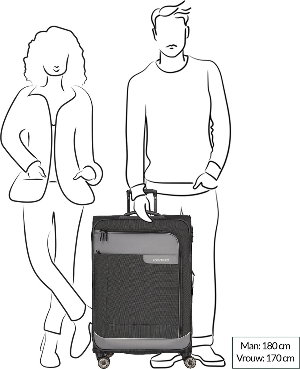 Travelite Zachte Koffer / Trolley / Reiskoffer - Viia - 77 Cm (XL) - Roze 4 Travelite Zachte Koffer / Trolley / Reiskoffer - Viia - 77 Cm (XL) - Roze - Afbeelding 2