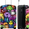 NoBoringSuitcases.com® Koffer - Monster - Bloemen - Regenboog - Design - Grappig - Past Binnen 55x40x20 Cm En 55x35x25 Cm - Handbagage - Trolley - Fotokoffer - Cabin Size - Print