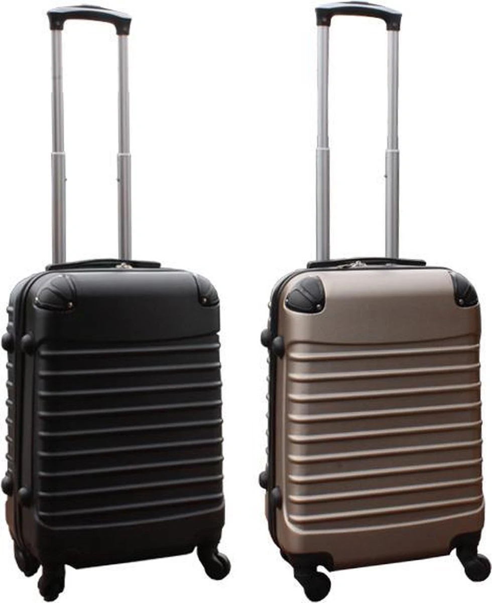 Travelerz Kofferset 2 Delig ABS Handbagage Koffers - Met Cijferslot - 39 Liter - Zwart - Goud 3 Travelerz Kofferset 2 Delig ABS Handbagage Koffers - Met Cijferslot - 39 Liter - Zwart - Goud