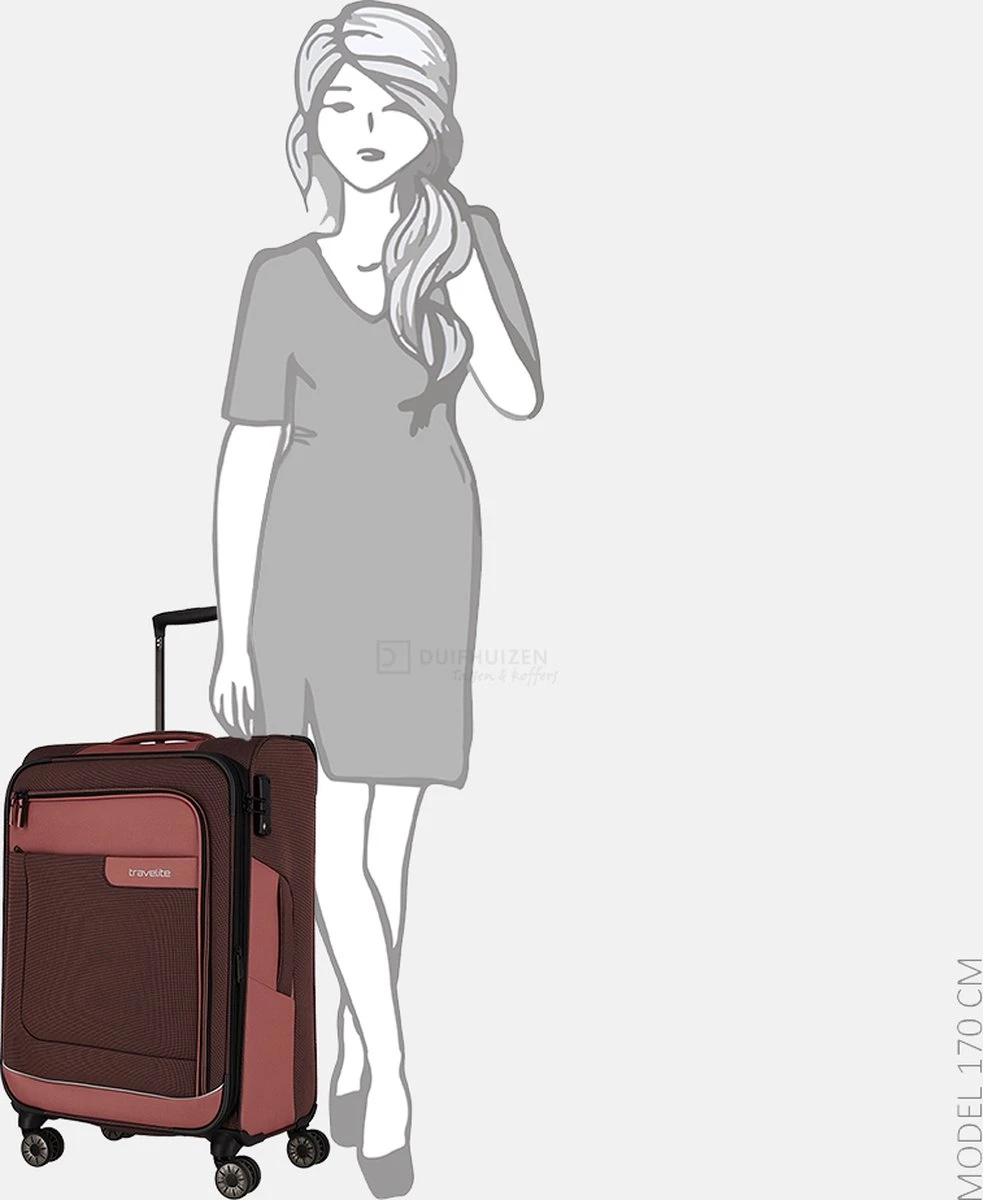 Travelite Zachte Koffer / Trolley / Reiskoffer - Viia - 67 Cm (medium) - Roze 7 Travelite Zachte Koffer / Trolley / Reiskoffer - Viia - 67 Cm (medium) - Roze - Afbeelding 5