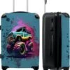 NoBoringSuitcases.com® Koffer Groot - Monstertruck - Verf - Graffiti - Roze - Neon - Trolley Koffer Met TSA-slot - Met Wielen - 90 Liter - Reiskoffer - 66 Cm -Koffer Winkel 985x1200 10