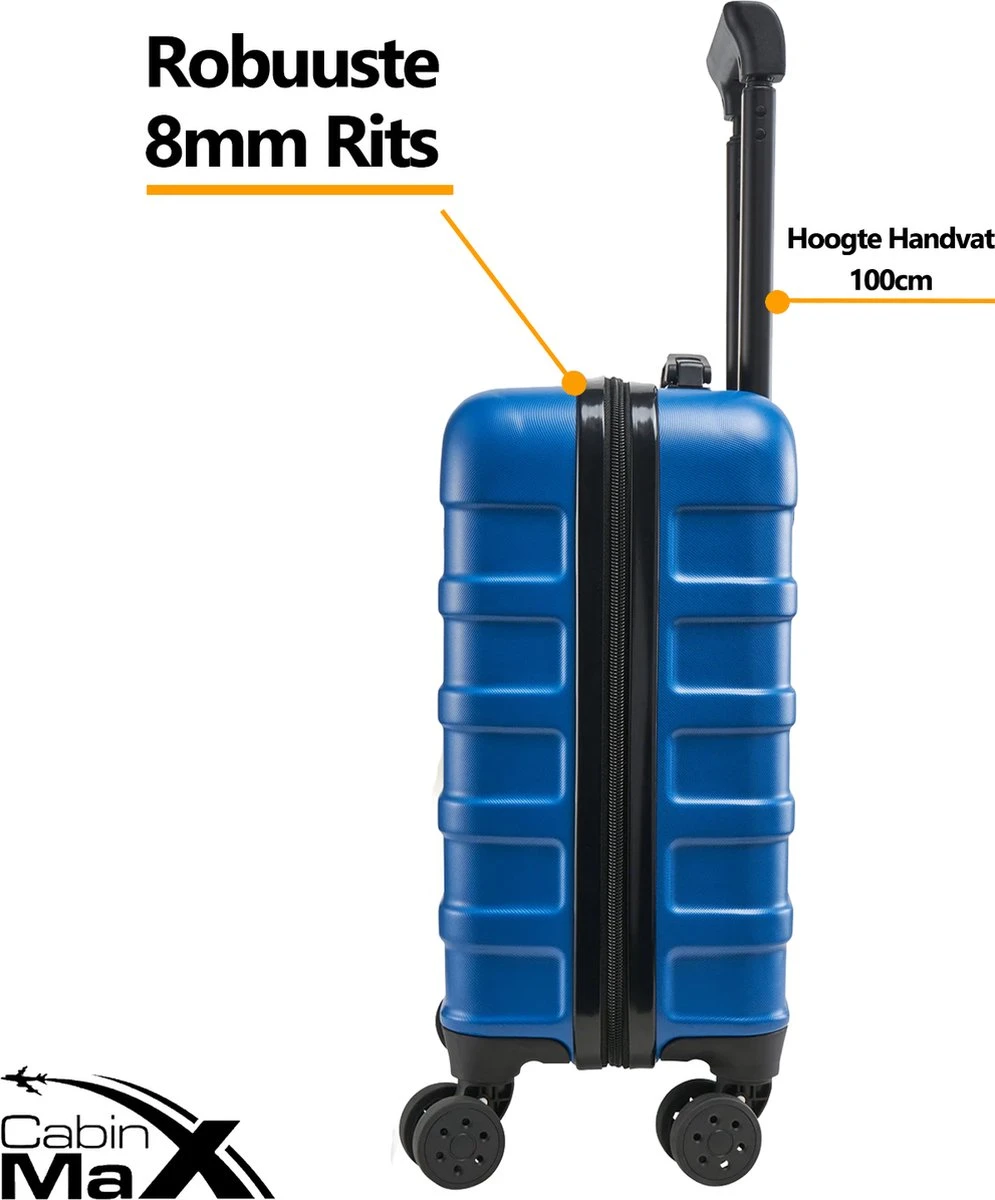 CabinMax Handbagage Koffer - Trolley 30L - Harde Reiskoffer - 45x36x20cm - Lichtgewicht - Groot Capaciteit - Aegean Blue 7 CabinMax Handbagage Koffer - Trolley 30L - Harde Reiskoffer - 45x36x20cm - Lichtgewicht - Groot Capaciteit - Aegean Blue - Afbeelding 5